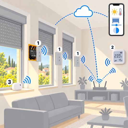 Kit tapparelle bioclimatiche (sole e temperatura): schema di installazione