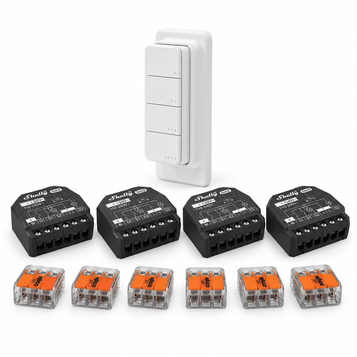 Kit tapparelle Shelly 2PM Gen3 (4 finestre): i dispositivi inclusi