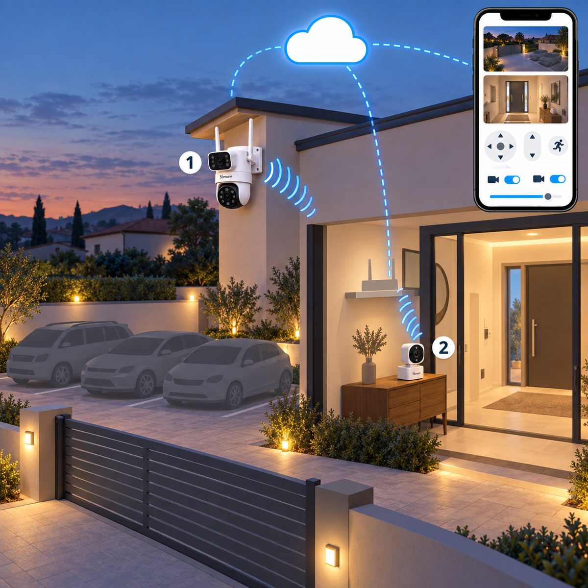 Kit telecamera esterna PTZ doppia lente Sonoff: schema di installazione