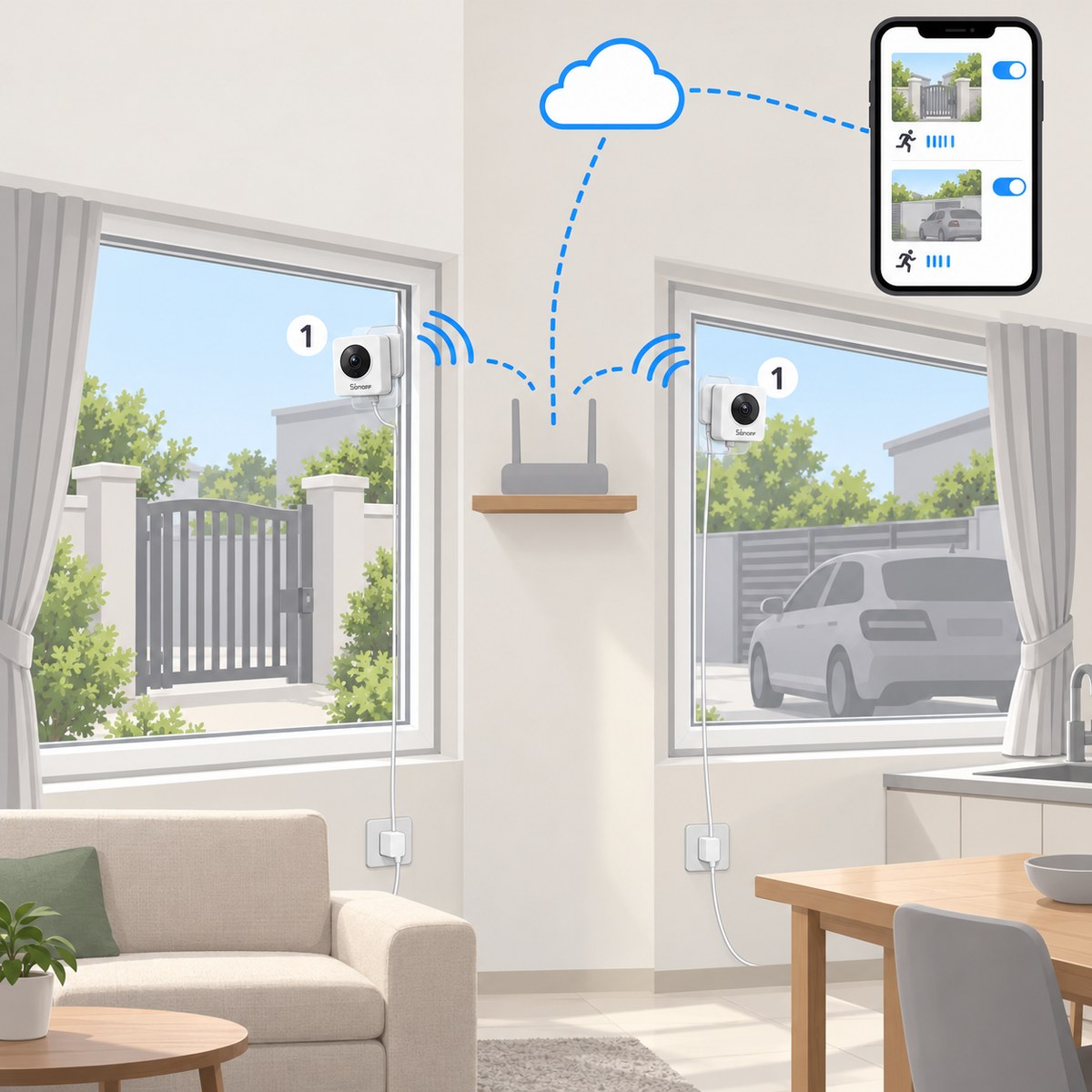 Kit telecamere da finestra per chi è in affitto: schema di installazione
