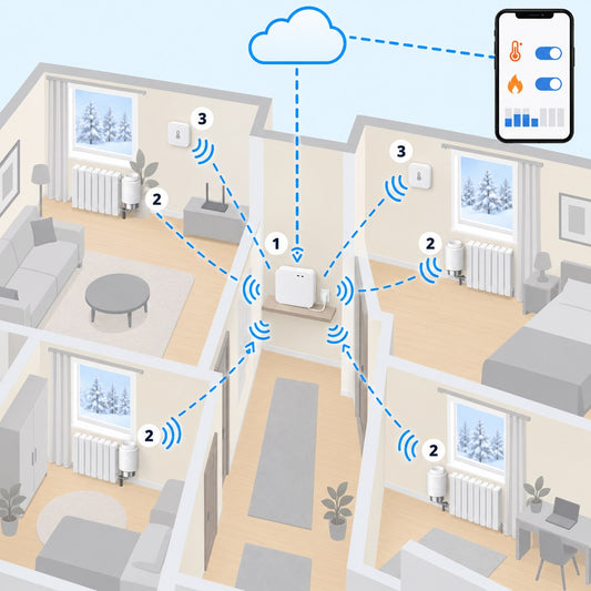 Kit termovalvole Sonoff Zigbee (4 radiatori): schema di installazione