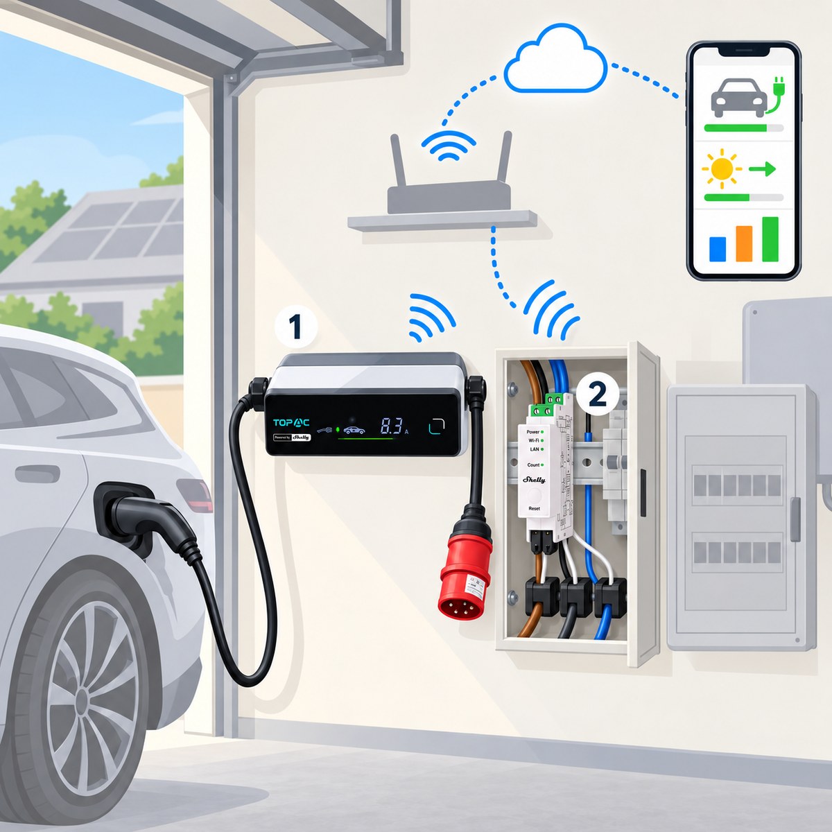Kit wallbox 11 kW che segue il sole: schema di installazione