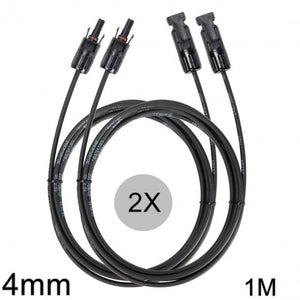 Athilex MC4 Solar Cable Extension 4 mm² Black – Set of 2 Cables 1-20 m IP67