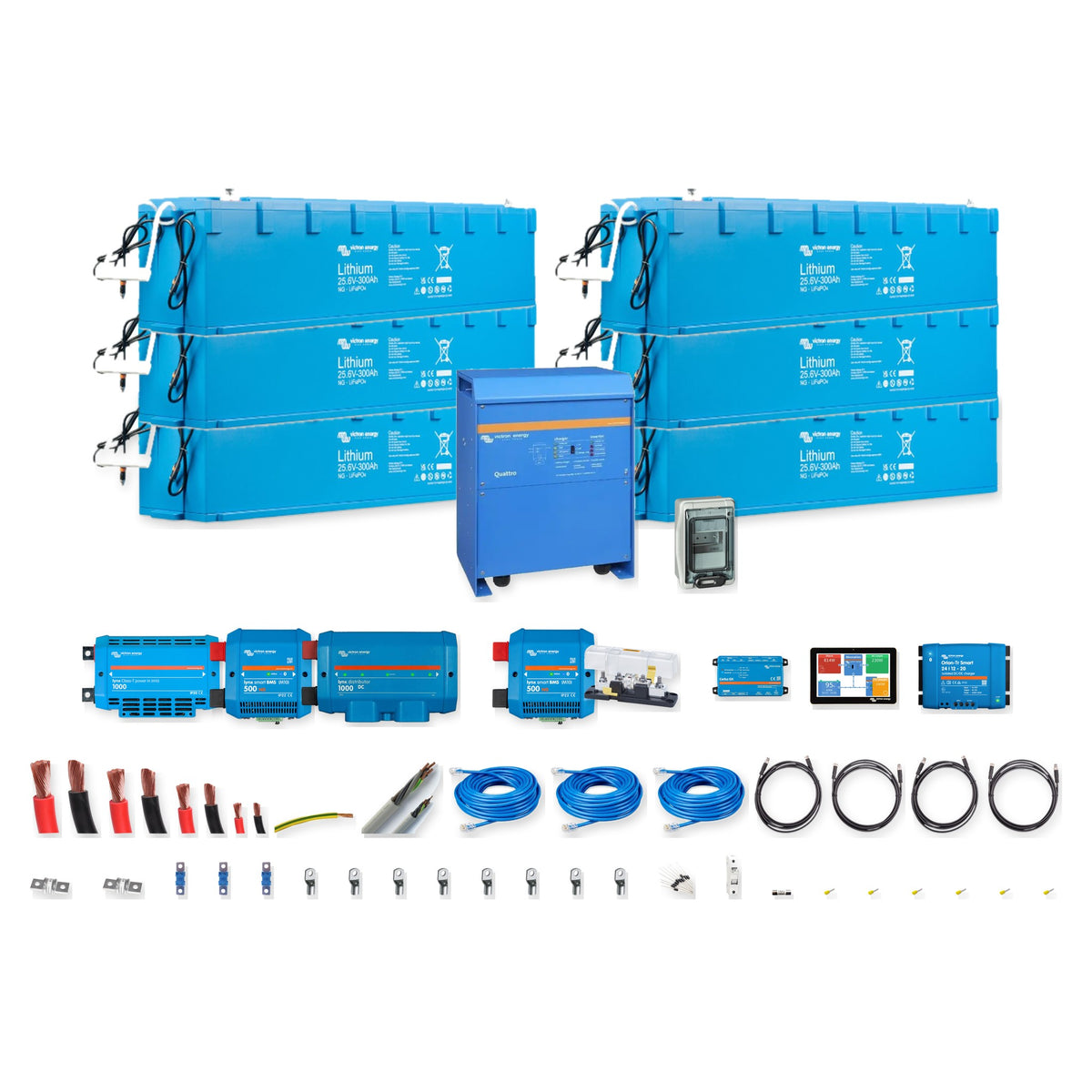 Kit completo Victron Energy 48V 46kWh inverter 10kVA, 8kVA o 6,5kVA con 6 batterie Lithium NG 300Ah, BMS, comunicazione e protezioni – Offerta