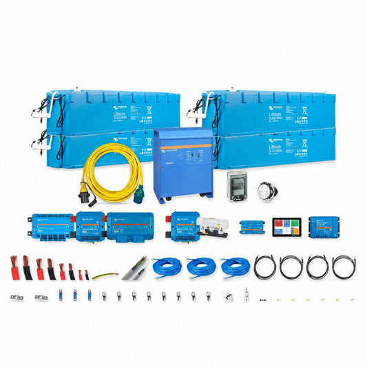 Offerta Kit completo Victron Energy 48V 30kWh Quattro 10kVA o 8kVA con 4 batterie Lithium NG 300Ah, BMS, comunicazione e protezioni