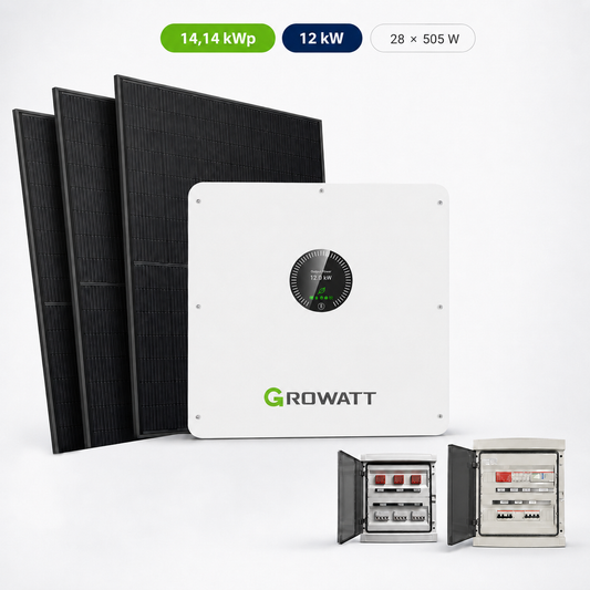 Kit Fotovoltaico Growatt 14,14 kWp – Ibrido 12 kW Trifase Commerciale Industriale