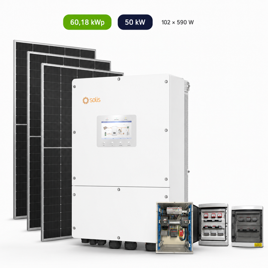 Kit Fotovoltaico Solis 60,18 kWp – Ibrido 50 kW Trifase Commerciale Industriale