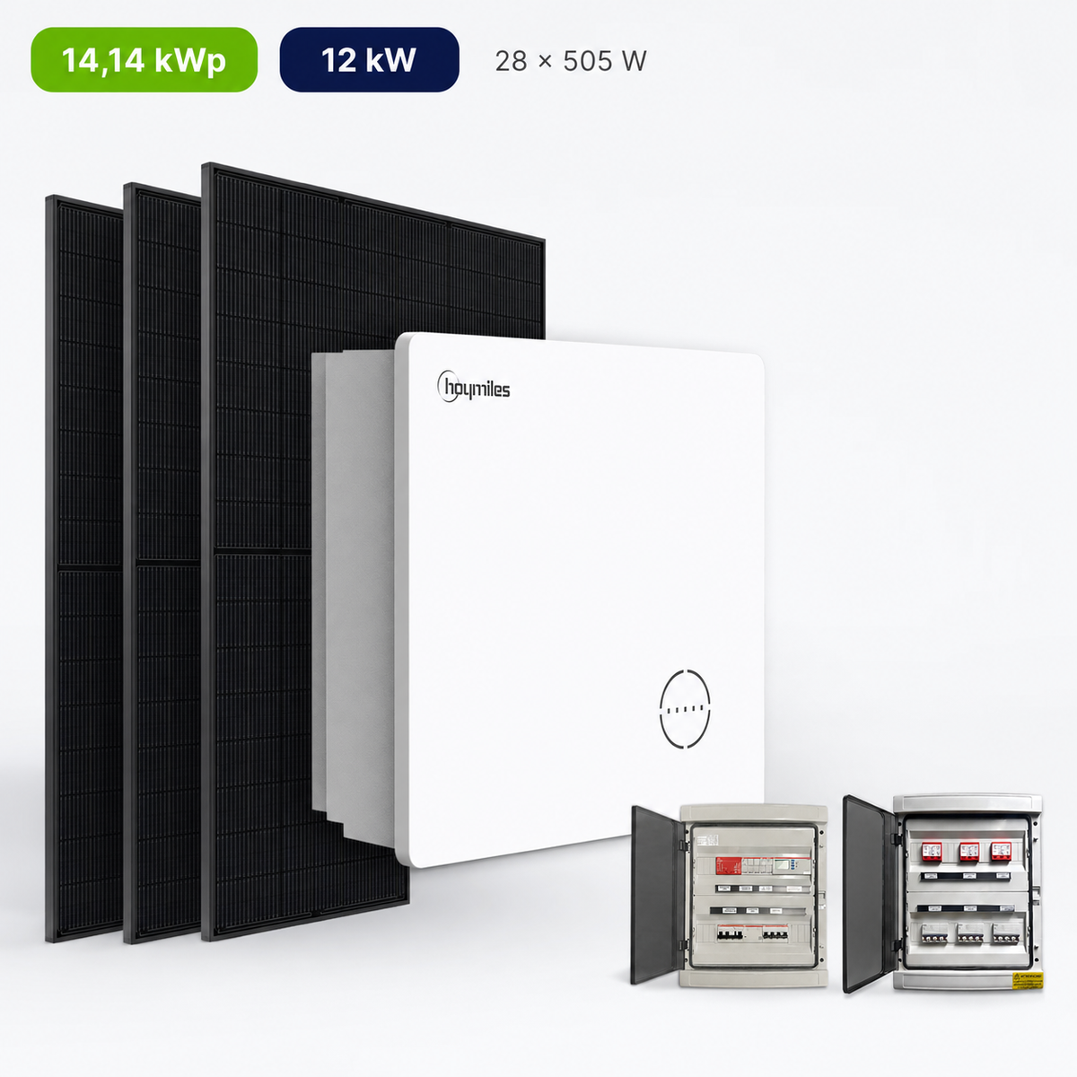 Kit Fotovoltaico Hoymiles 14,14 kWp – Ibrido 12 kW Trifase Commerciale Industriale