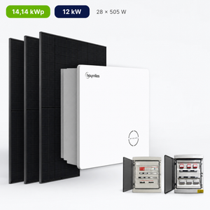 Kit photovoltaïque Hoymiles 14,14 kWc – hybride 12 kW triphasé commercial et industriel