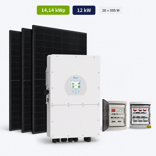 Kit Fotovoltaico Deye 14,14 kWp – Ibrido 12 kW Trifase Commerciale Industriale