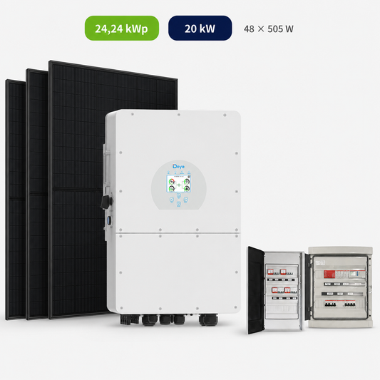 Kit Fotovoltaico Deye 24,24 kWp – Ibrido 20 kW Trifase (Alta Tensione) Commerciale Industriale