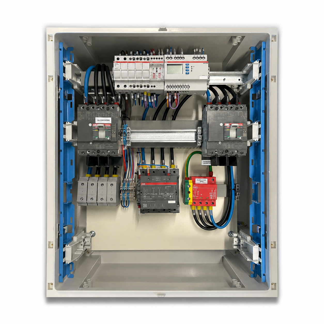 Quadro AC fotovoltaico trifase 50 kW per 2 inverter con differenziale tarabile e SPI IP65 – immagine rappresentativa