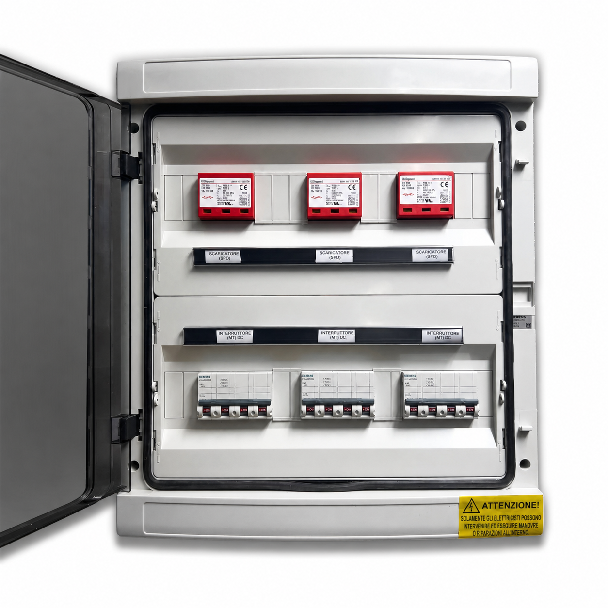 Quadro DC fotovoltaico 3 stringhe 3 MPPT 1000 V 16 A con fusibili e SPD IP65 – immagine rappresentativa