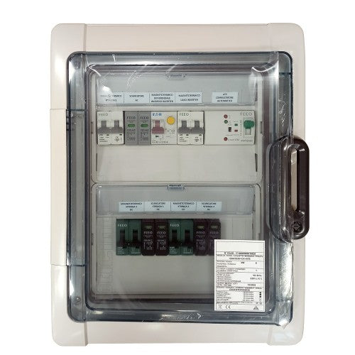 Quadro precablato completo CC 20A + CA 32A + ATS per impianti fotovoltaici con 2 STRINGHE