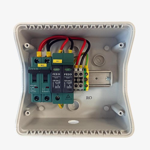 Quadro precablato di protezione CC 16A per impianti fotovoltaici a 1 STRINGA