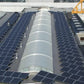 Campo fotovoltaico Renusol ConSole+ su copertura industriale con lucernari