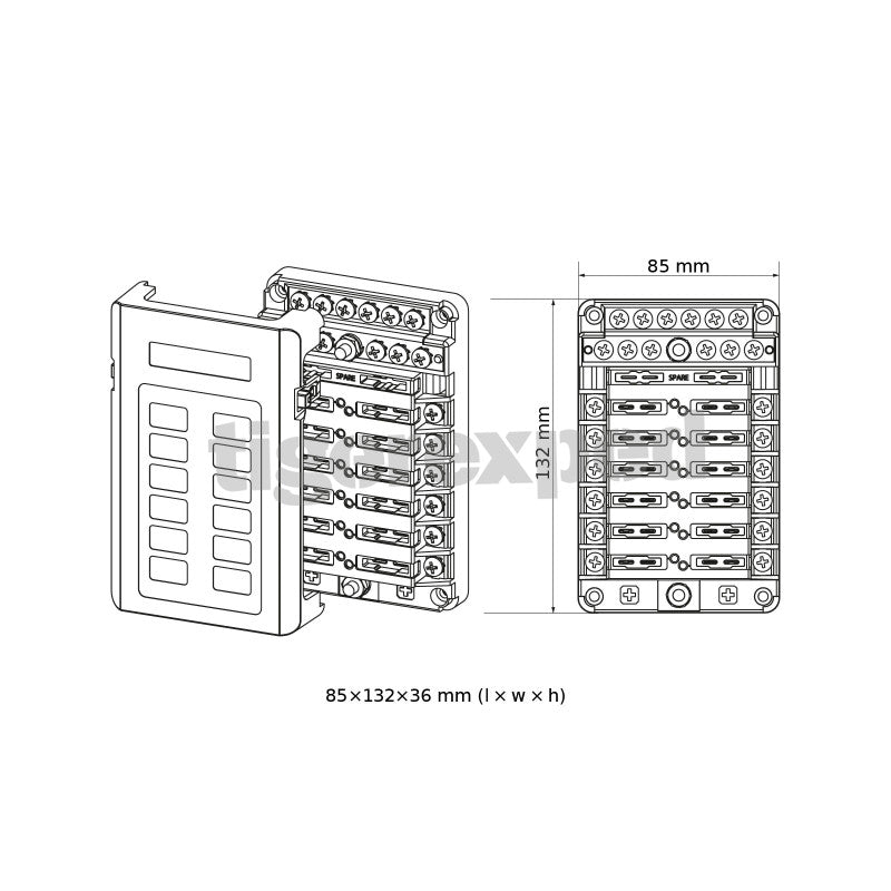 Tigerexped 12-way fusible box-12 v/24v-max 100a