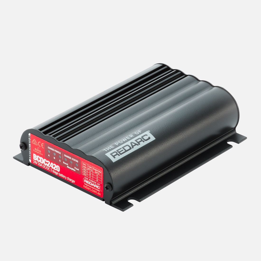 Redarc BCDC2420-LV caricabatterie DC-DC 24V 20A bassa tensione con regolatore solare MPPT
