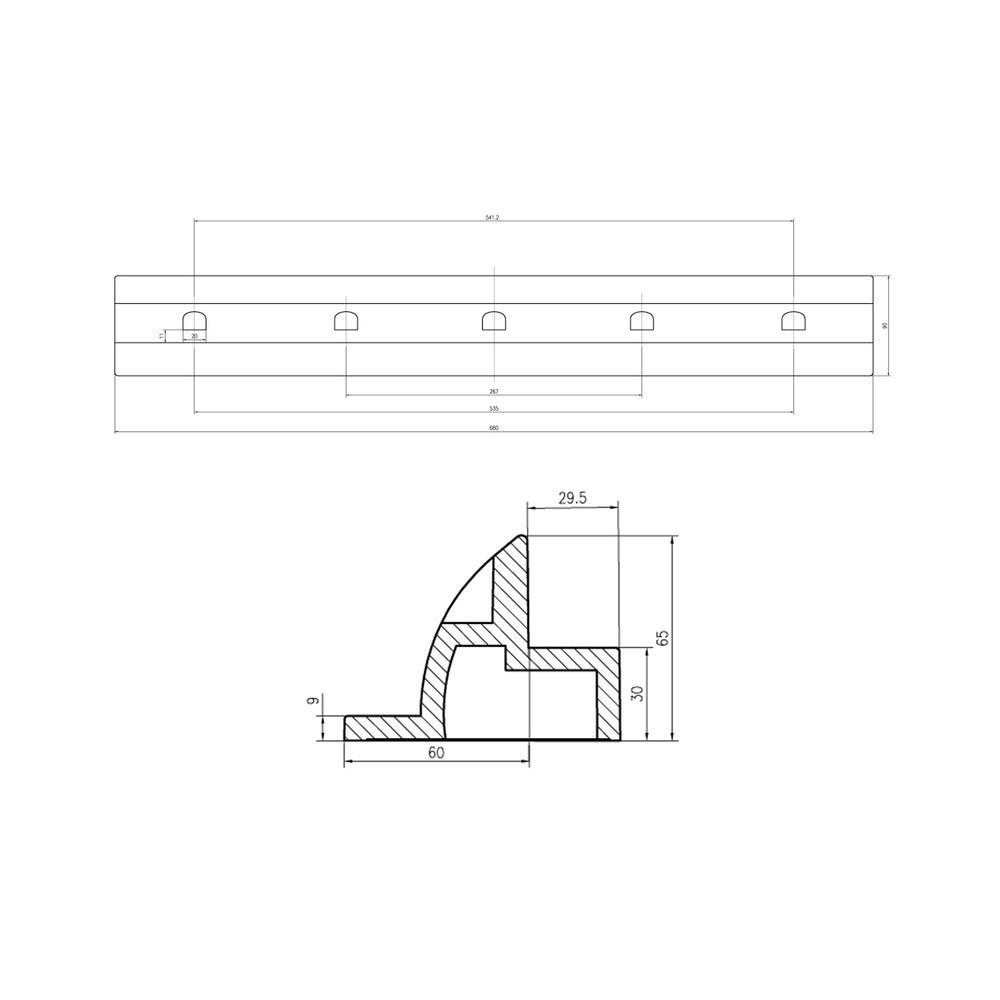 Supporto spoiler per pannello solare in plastica ASA bianca 68 cm HXH68/W per camper e barche