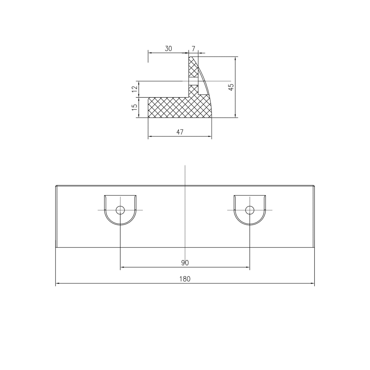 Supporto spoiler corto per pannello solare in plastica ASA nera 18 cm per camper e barche