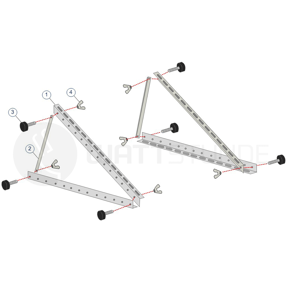 Supporto inclinabile per pannello solare in alluminio 0-45° HST7 fino a 80 cm per parete e tetto