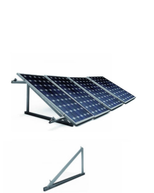 Bevestigingsset voor 4 verticale zonnepanelen op vlakke ondergrond voor 4 fotovoltaïsche modules