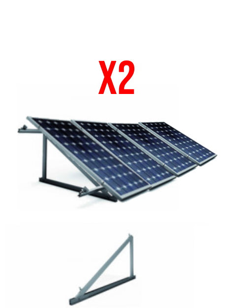 Fixing kit for 8 vertical solar panels 2x4 on flat ground for 8 photovoltaic modules
