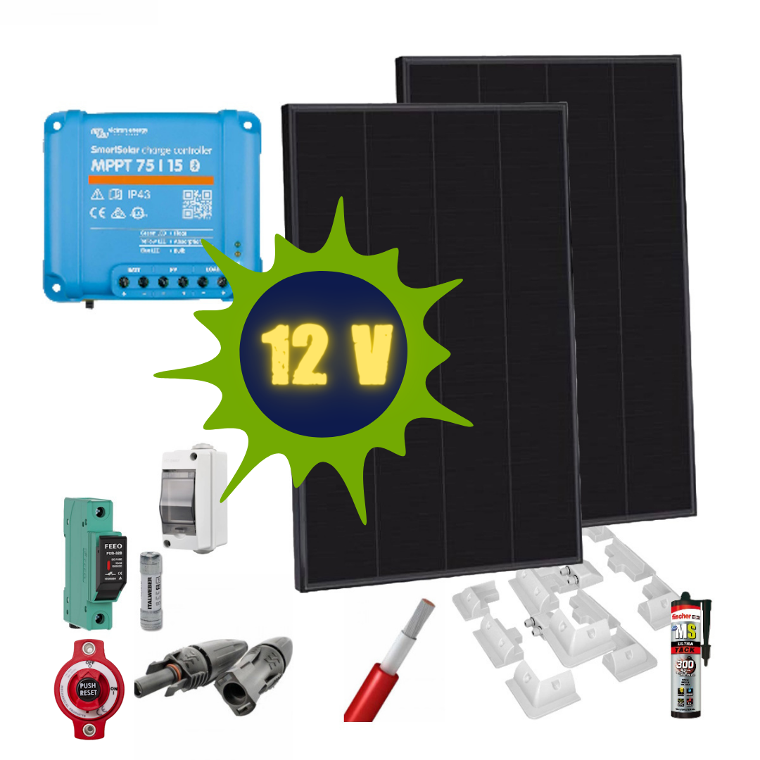 Kit solare completo 200W per batteria 12V